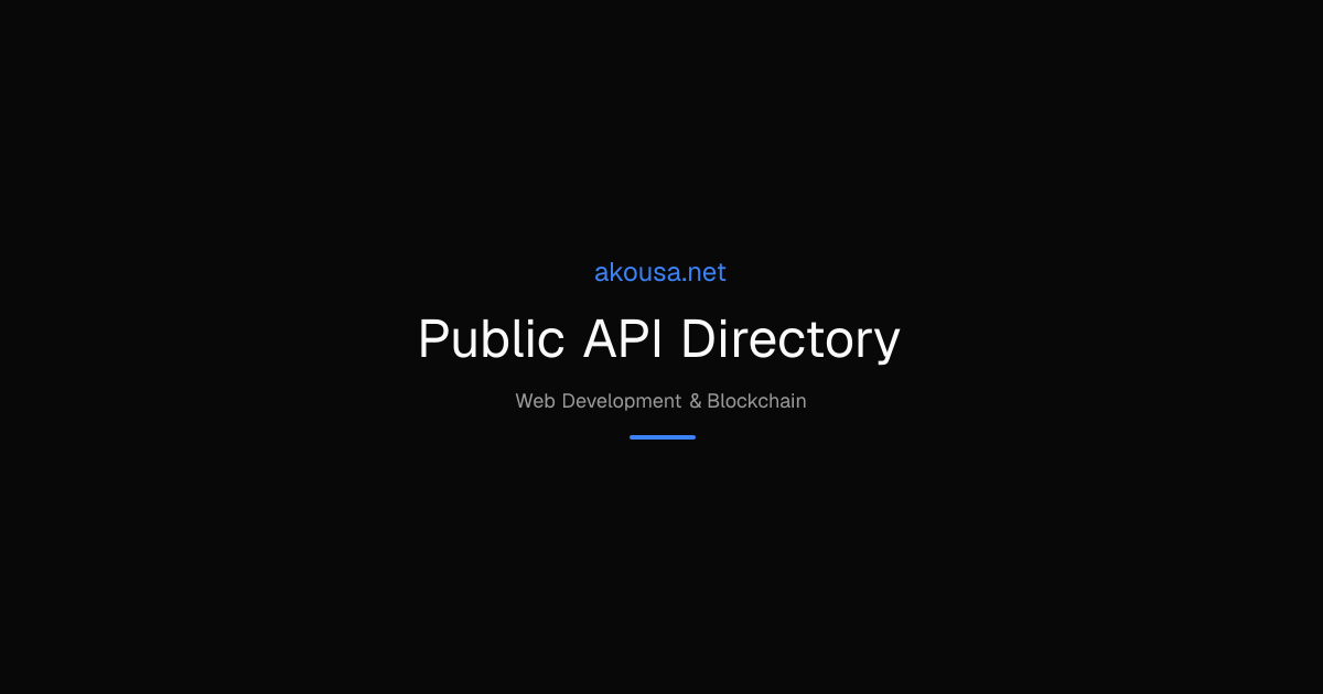 Public API Directory | Akousa