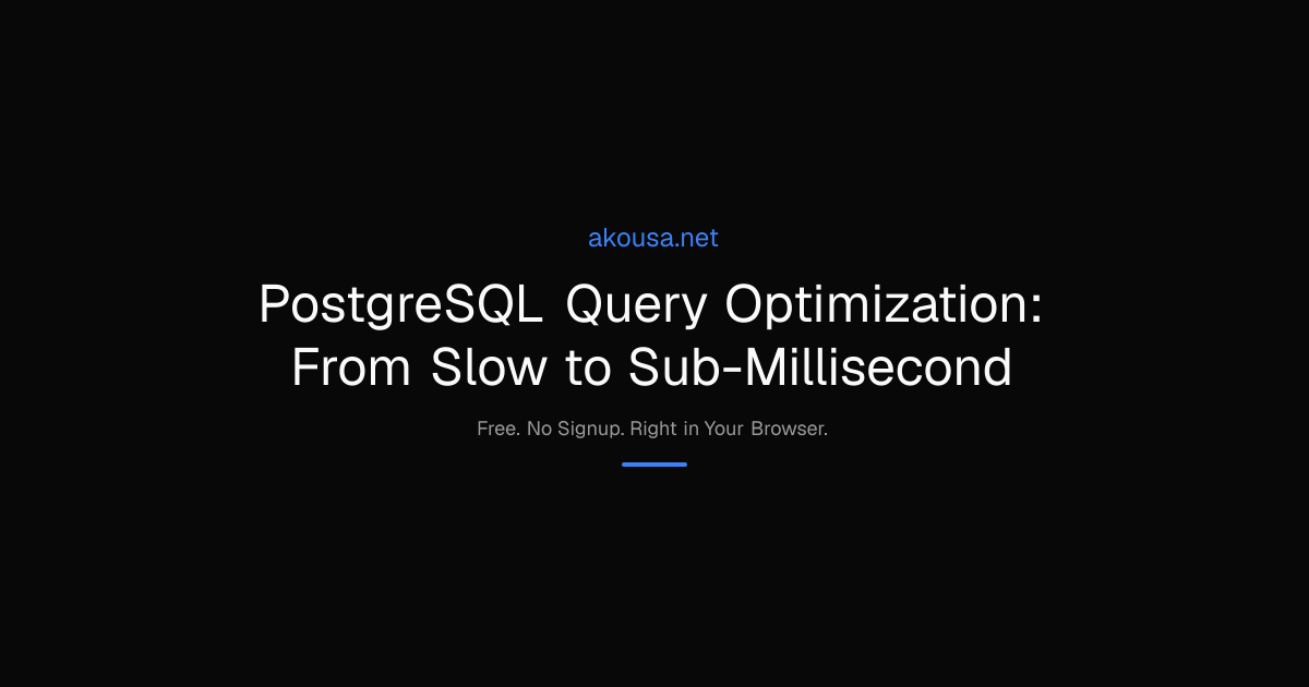 PostgreSQL Query Optimization: From Slow to Sub-Millisecond | Akousa