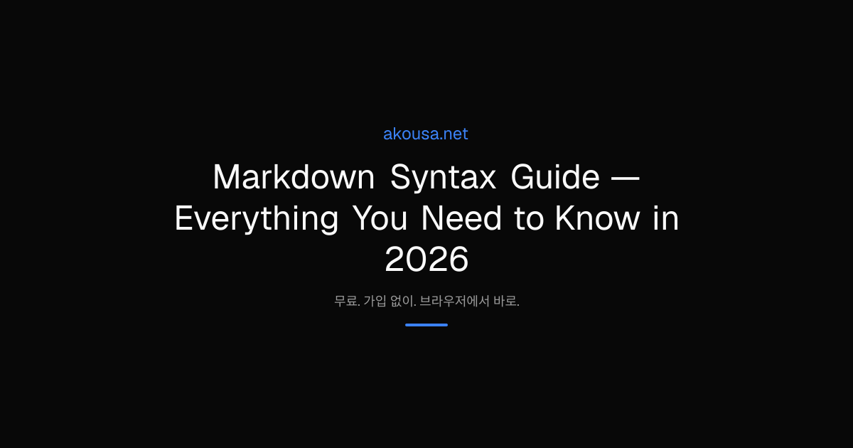 Markdown Syntax Guide — Everything You Need to Know in 2026 | Akousa
